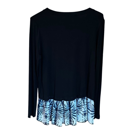 Karen Kane Layered Sweater Blouse Black Blue M - Picture 3 of 5